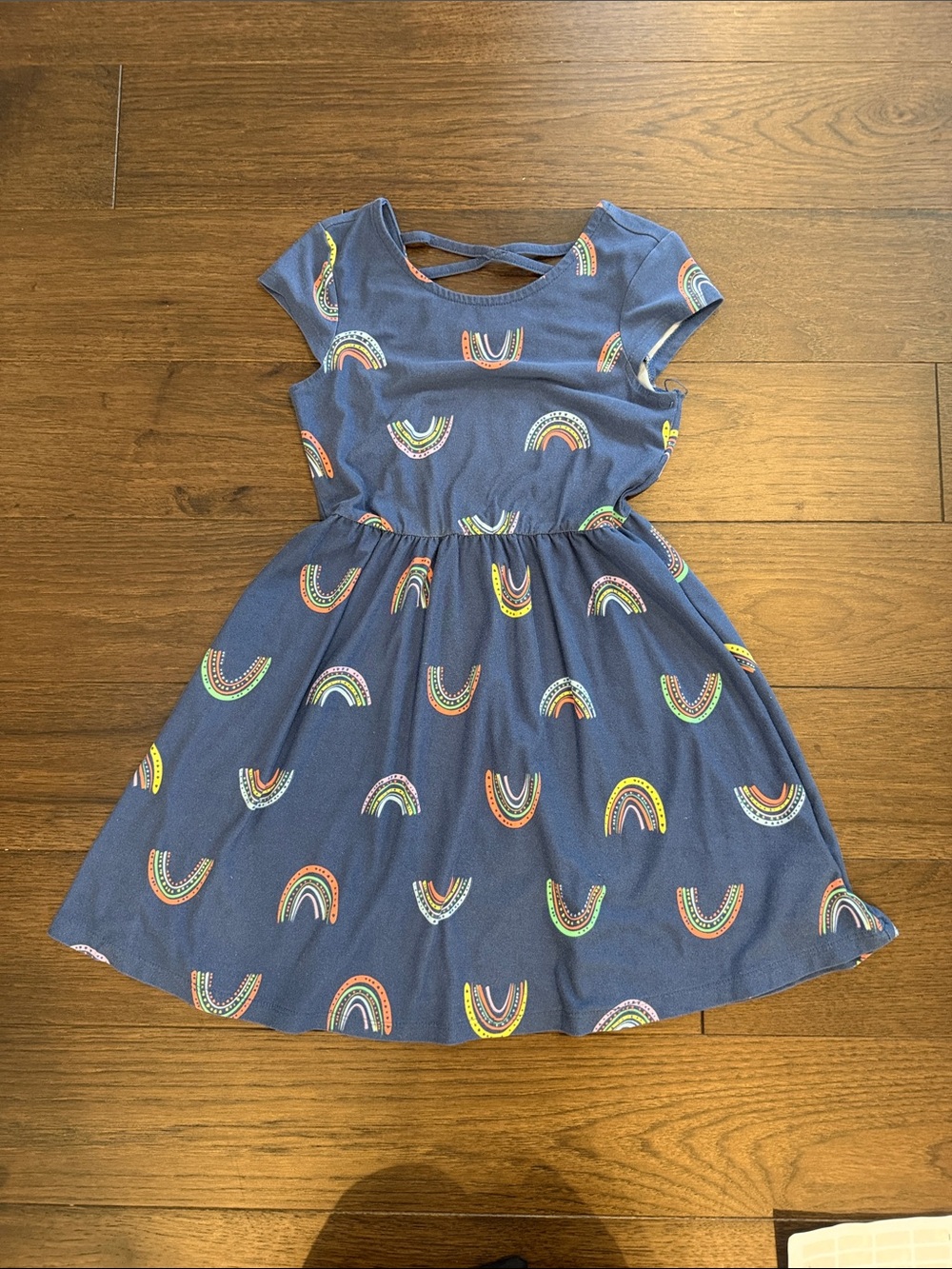 Epic Threads Navy Rainbow Print Short Sleeve Dress Size Small - C34-093